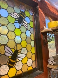Bees Honeycomb Stained Glass